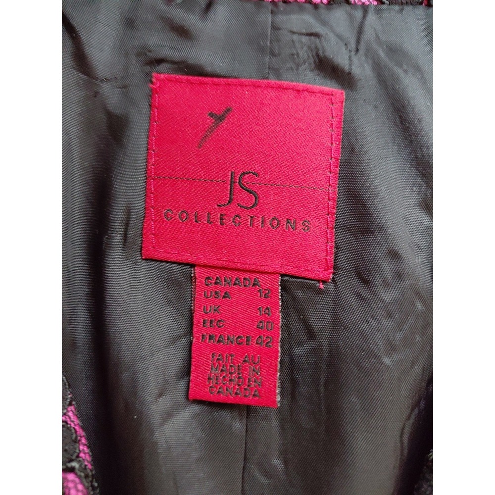 JS Collections Blazer Y2k Womens 12 Pink With Black Floral Lace Jacket - Picture 5 of 11